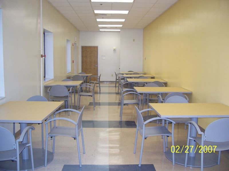 dining area with shiny floor