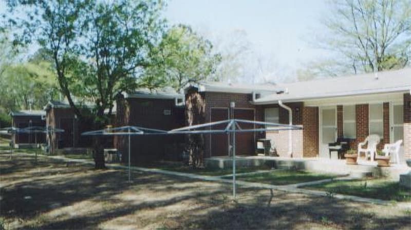 umbrella posts in front of homes