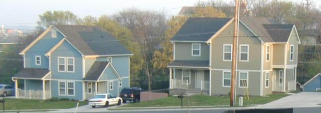 a blue and a beige preston taylor home