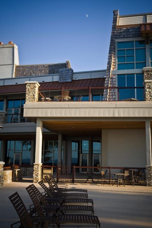 pool chairs below balcony