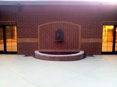 inactive brick wall water feature