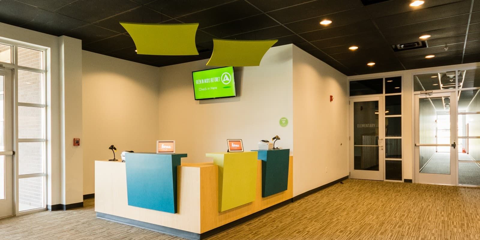 modern styled reception booth