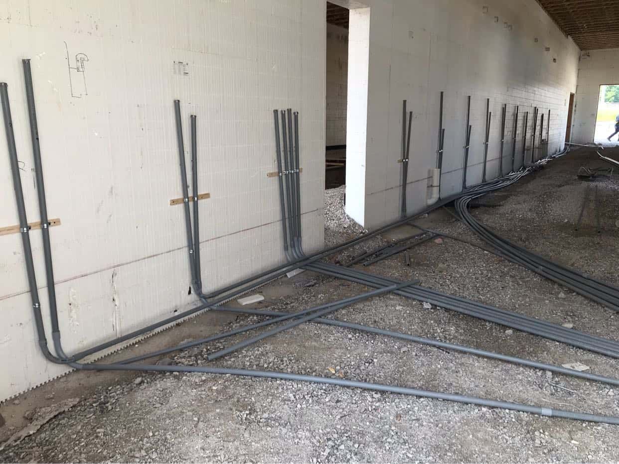 interior walls and supply lines
